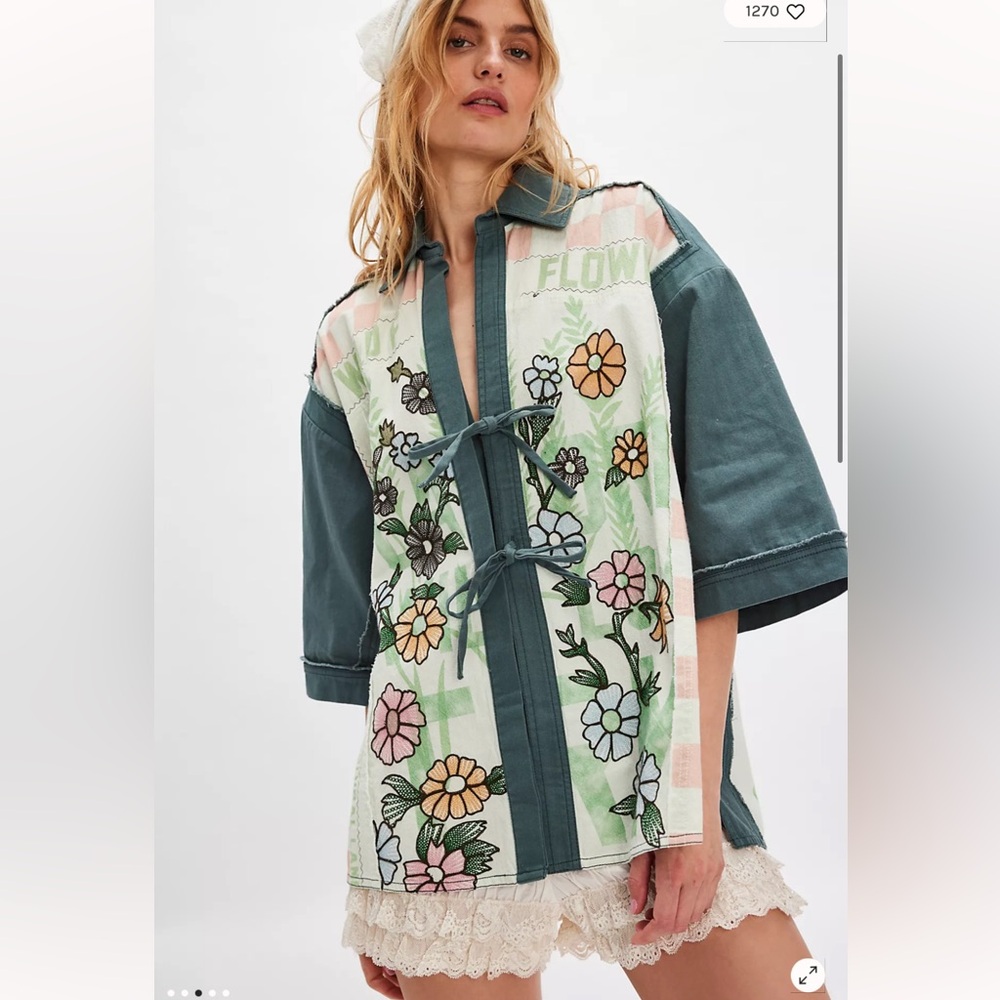 We The Free People Pressed In Flowers Whimsical Utility Kimono Jacket XL - Picture 3 of 11
